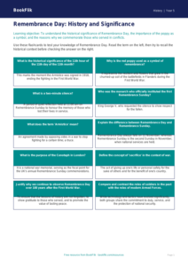 Free Remembrance Day Flashcards | Year 5 Greater Depth | BookFlik