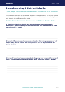 Free Remembrance Day Template | Year 5 Greater Depth | BookFlik