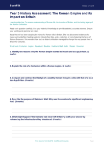 Free Romans Assessment | Year 5 Greater Depth | BookFlik