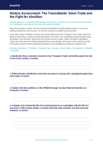 Free Slavery Assessment | Year 5 Greater Depth | BookFlik