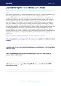 Free Slavery Comprehension | Year 5 Greater Depth | BookFlik