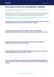 Free Stone Age Activity Sheet | Year 5 Greater Depth | BookFlik