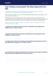 Free Stone Age Assessment | Year 5 Greater Depth | BookFlik