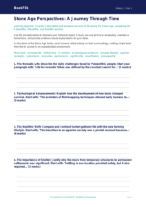 Free Stone Age Writing Frame | Year 5 Greater Depth | BookFlik