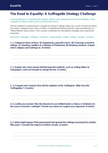 Free Suffragettes Activity Sheet | Year 5 Greater Depth | BookFlik