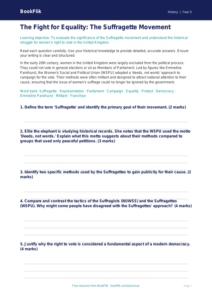 Free Suffragettes Assessment | Year 5 Greater Depth | BookFlik