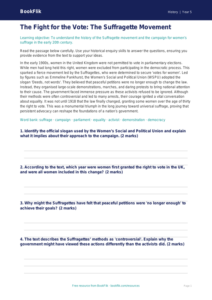 Free Suffragettes Comprehension | Year 5 Greater Depth | BookFlik