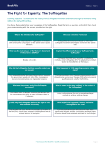 Free Suffragettes Flashcards | Year 5 Greater Depth | BookFlik