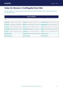 Free Suffragettes Word Mat | Year 5 Greater Depth | BookFlik