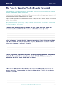 Free Suffragettes Writing Frame | Year 5 Greater Depth | BookFlik