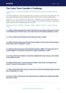 Free Tudors Quiz | Year 5 Greater Depth | BookFlik