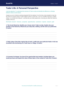 Free Tudors Template | Year 5 Greater Depth | BookFlik