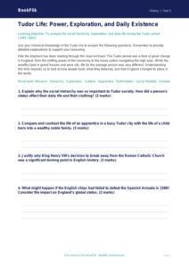 Free Tudors Worksheet | Year 5 Greater Depth | BookFlik