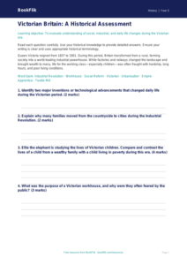 Free Victorians Assessment | Year 5 Greater Depth | BookFlik