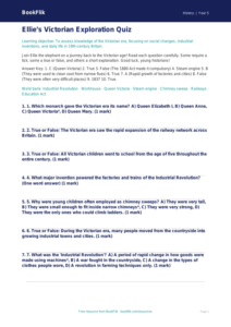 Free Victorians Quiz | Year 5 Greater Depth | BookFlik