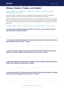 Free Vikings Worksheet | Year 5 Greater Depth | BookFlik