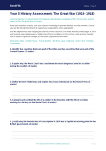 Free Ww1 Assessment | Year 5 Greater Depth | BookFlik