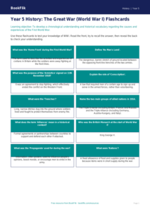 Free WW1 Flashcards | Year 5 Greater Depth | BookFlik