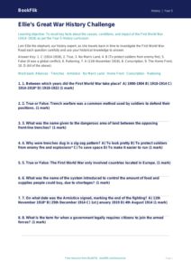Free Ww1 Quiz | Year 5 Greater Depth | BookFlik
