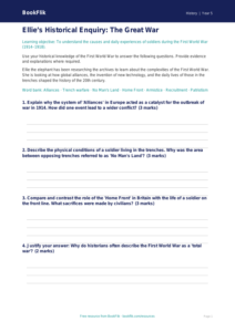 Free Ww1 Worksheet | Year 5 Greater Depth | BookFlik
