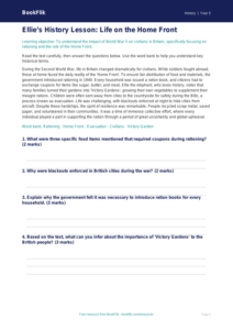 Free WW2 Comprehension Worksheet | Year 5 Greater Depth | BookFlik