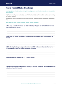 Free Addition Worksheet | Year 3 Core | BookFlik