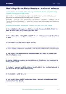Free Addition Quiz | Year 5 Greater Depth | BookFlik