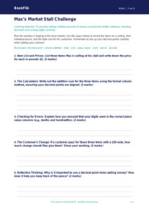 Free Addition Worksheet | Year 6 Math Practice | BookFlik