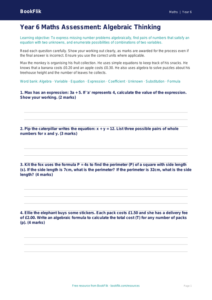 Free Algebra Assessment | Year 6 Core | BookFlik