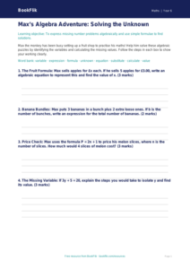 Free Algebra Template | Year 6 Core | BookFlik