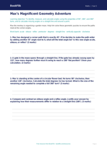 Free Angles Worksheet | Year 5 Greater Depth | BookFlik