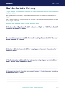 Free Christmas Maths Worksheet | Year 3 Core | BookFlik