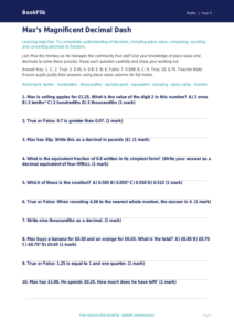 Free Decimals Quiz | Year 5 Greater Depth | BookFlik