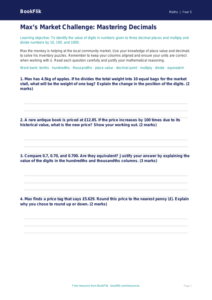 Free Decimals Template | Year 5 Greater Depth | BookFlik