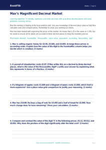 Free Decimals Worksheet | Year 5 Greater Depth | BookFlik
