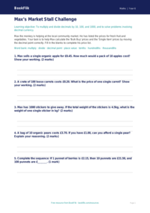 Free Decimals Activity Sheet | Year 6 Core | BookFlik