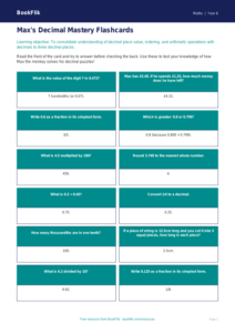 Free Decimals Flashcards | Year 6 Core | BookFlik
