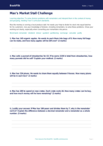 Free Division Activity Sheet | Year 5 Greater Depth | BookFlik