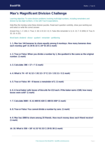 Free Division Quiz | Year 6 Core | BookFlik