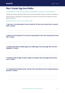 Free Easter Maths Worksheet | Year 1 Core | BookFlik