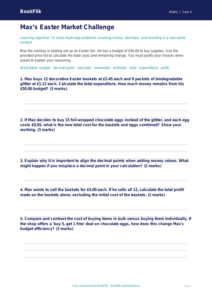 Free Easter Maths Activity Sheet | Year 5 Greater Depth | BookFlik