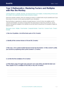 Free Factors And Multiples Assessment | Year 5 Greater Depth | BookFlik