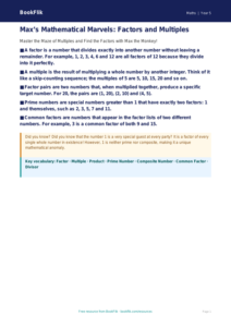 Free Factors And Multiples Poster | Year 5 Greater Depth | BookFlik