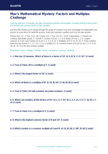 Free Factors And Multiples Quiz | Year 5 Greater Depth | BookFlik