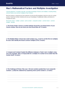 Free Factors And Multiples Template | Year 5 Greater Depth | BookFlik