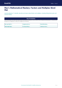 Free Factors And Multiples Word Mat | Year 5 Greater Depth | BookFlik