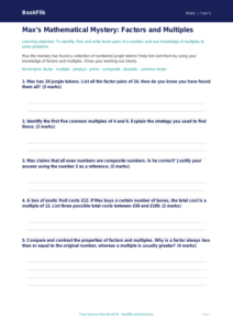 Free Factors And Multiples Worksheet | Year 5 Greater Depth | BookFlik
