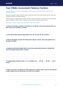 Free Fractions Assessment | Year 3 Core | BookFlik
