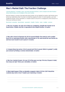 Free Fractions Activity Sheet | Year 5 Greater Depth | BookFlik