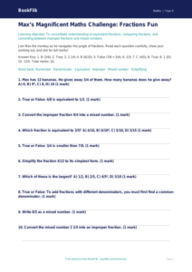 Free Fractions Quiz | Year 5 Greater Depth | BookFlik